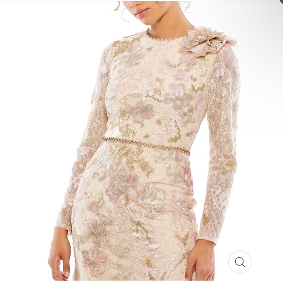 Mac Duggal 11174 FLORAL EMBROIDERED LACE TRUMPET GOWN Blush/pink size 14 - Picture 4 of 10